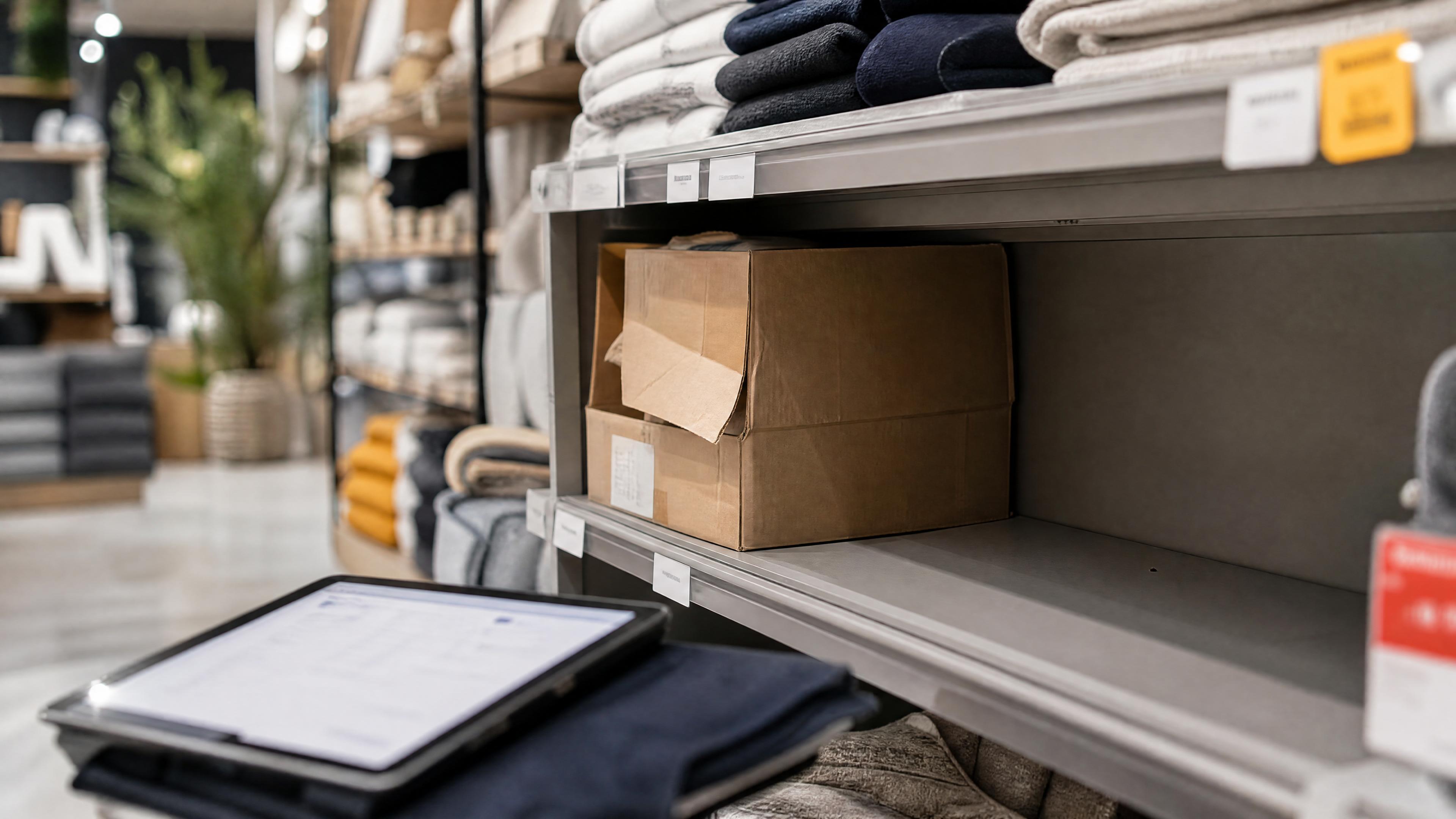 Editorial photo of retail stockroom racks for the article topic and merchant operations context.