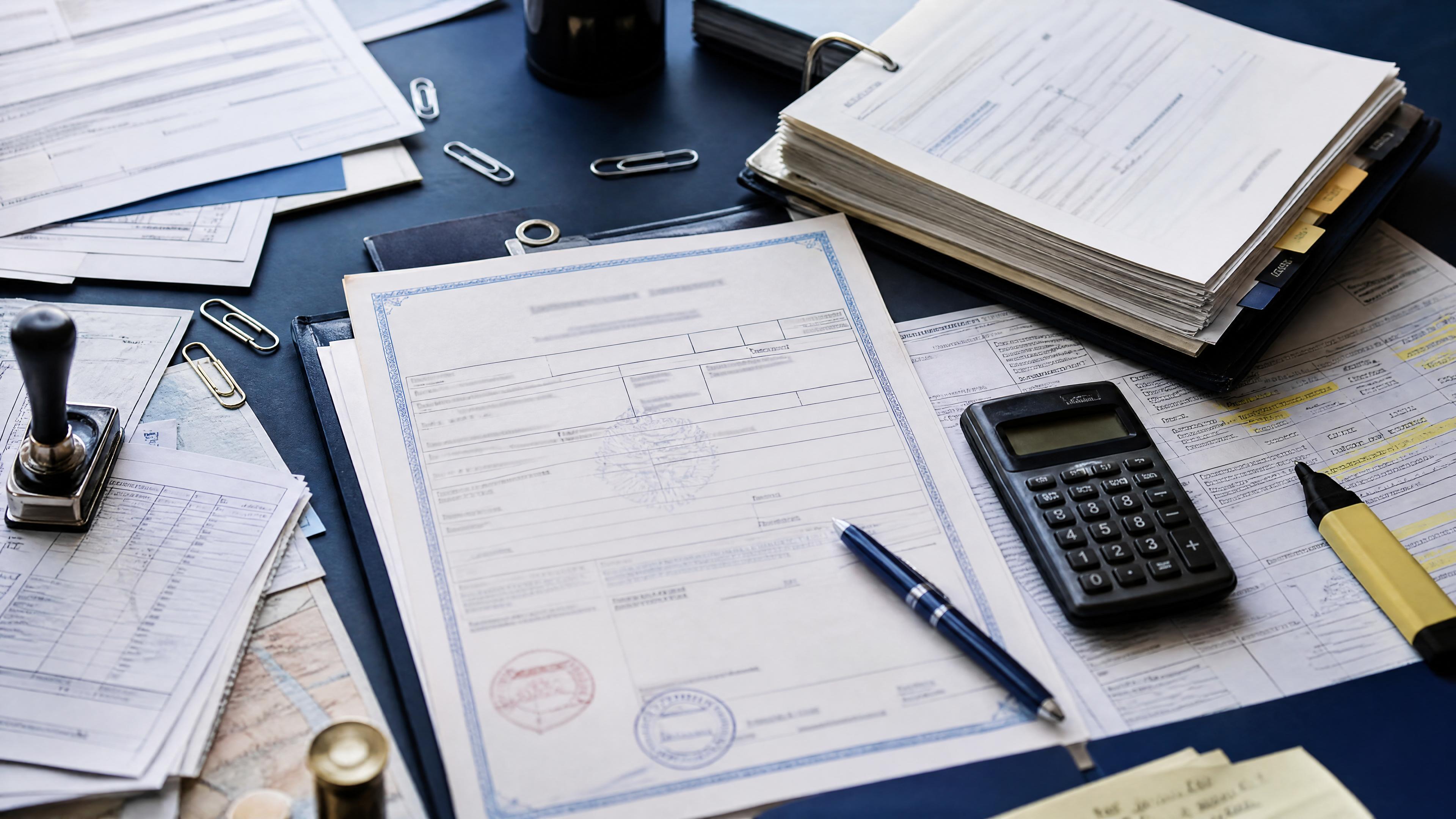 Editorial photo of customs broker document flat lay for the article topic and merchant operations context.