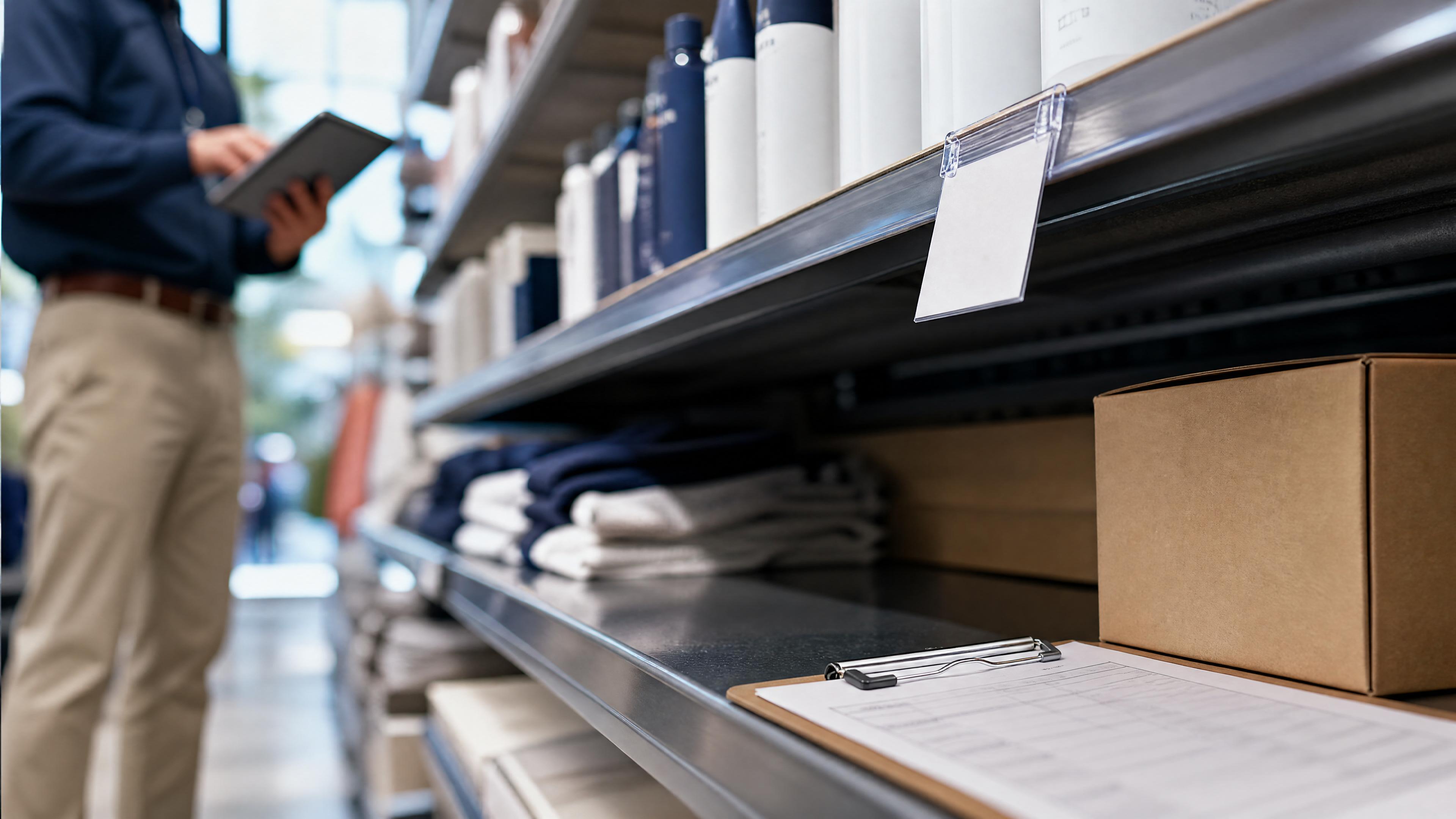 Editorial photo of store shelf and replenishment decision scene for inventory decision-making and markdown planning.