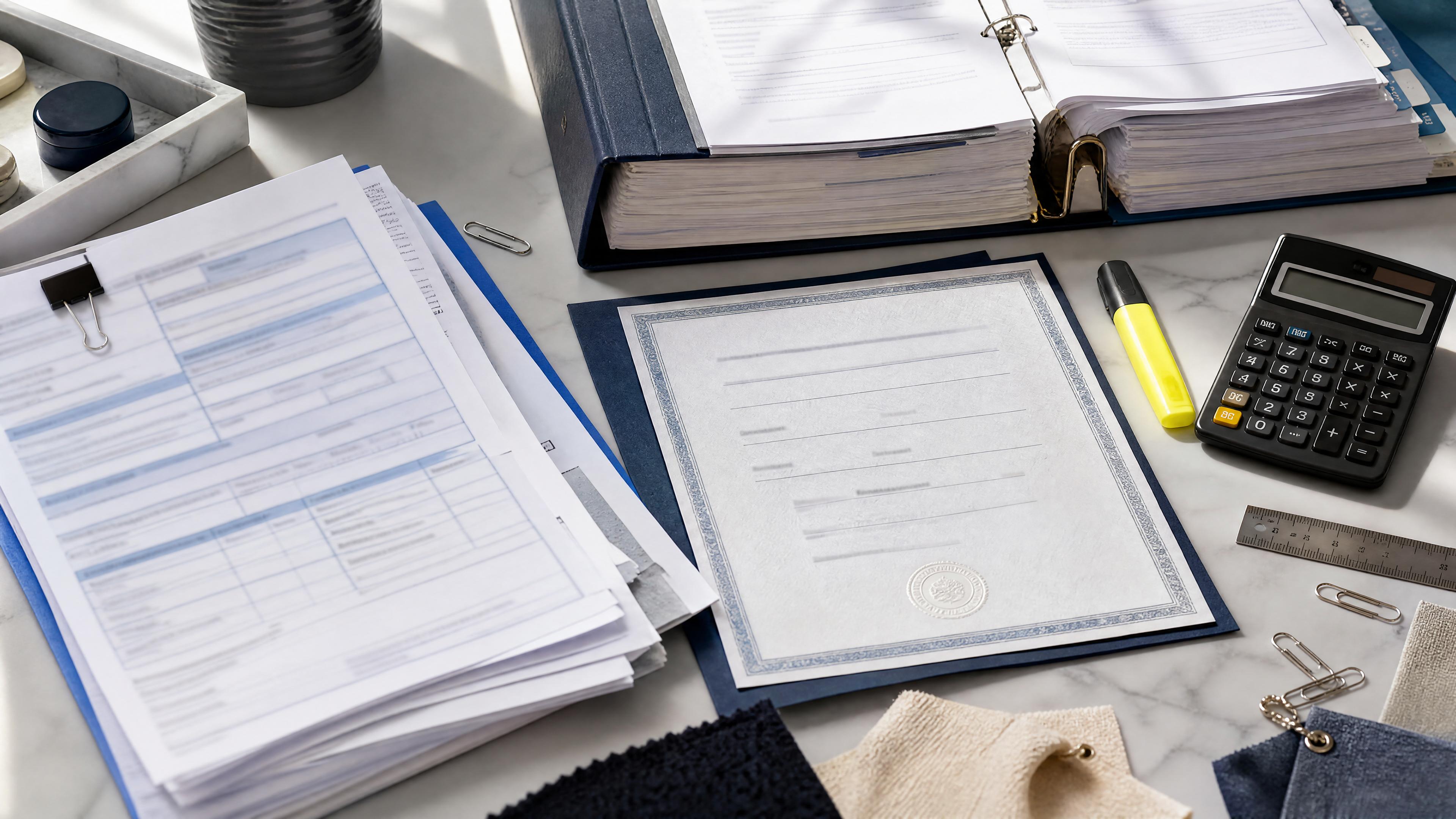 Editorial photo of customs broker document flat lay for the article topic and merchant operations context.