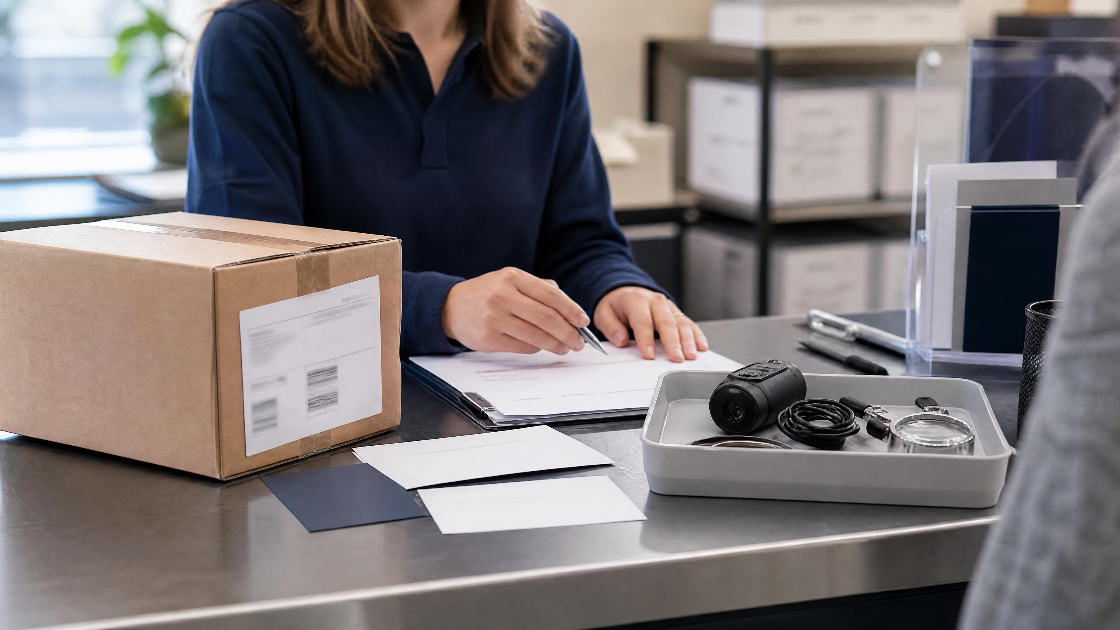 Editorial photo of support and returns counter for ecommerce warranty claim review and support workflow.
